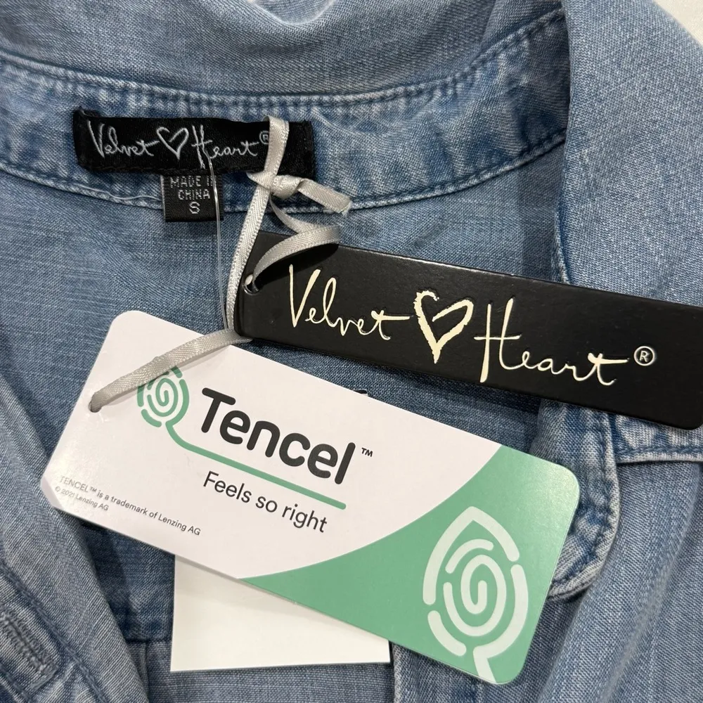 NWT Velvet Heart Edison Shirt Small Chambray Blue Button Up Country Western Boho - Image 10