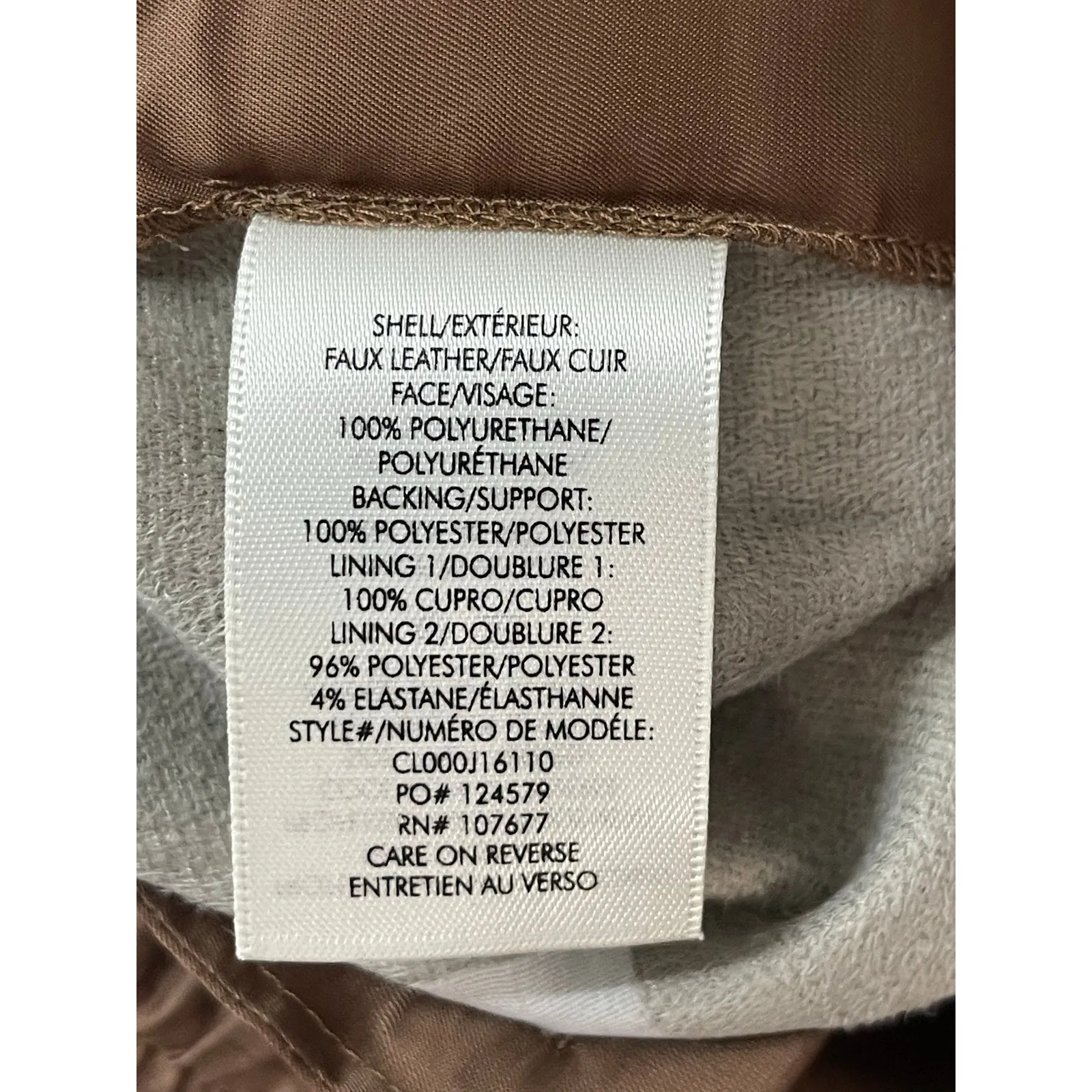 Alice + Olivia Pete Camel Tan High Rise Faux Leather Vegan Tapered Jogger Pant S - Image 4