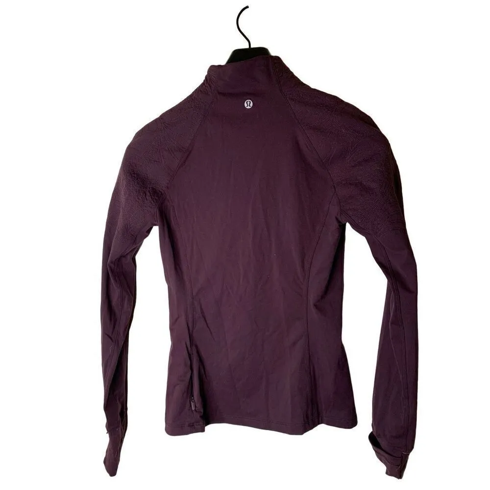 Lululemon Toasty Tech 1/2 Zip black cherry women's size 2 W3AXUS - Image 2