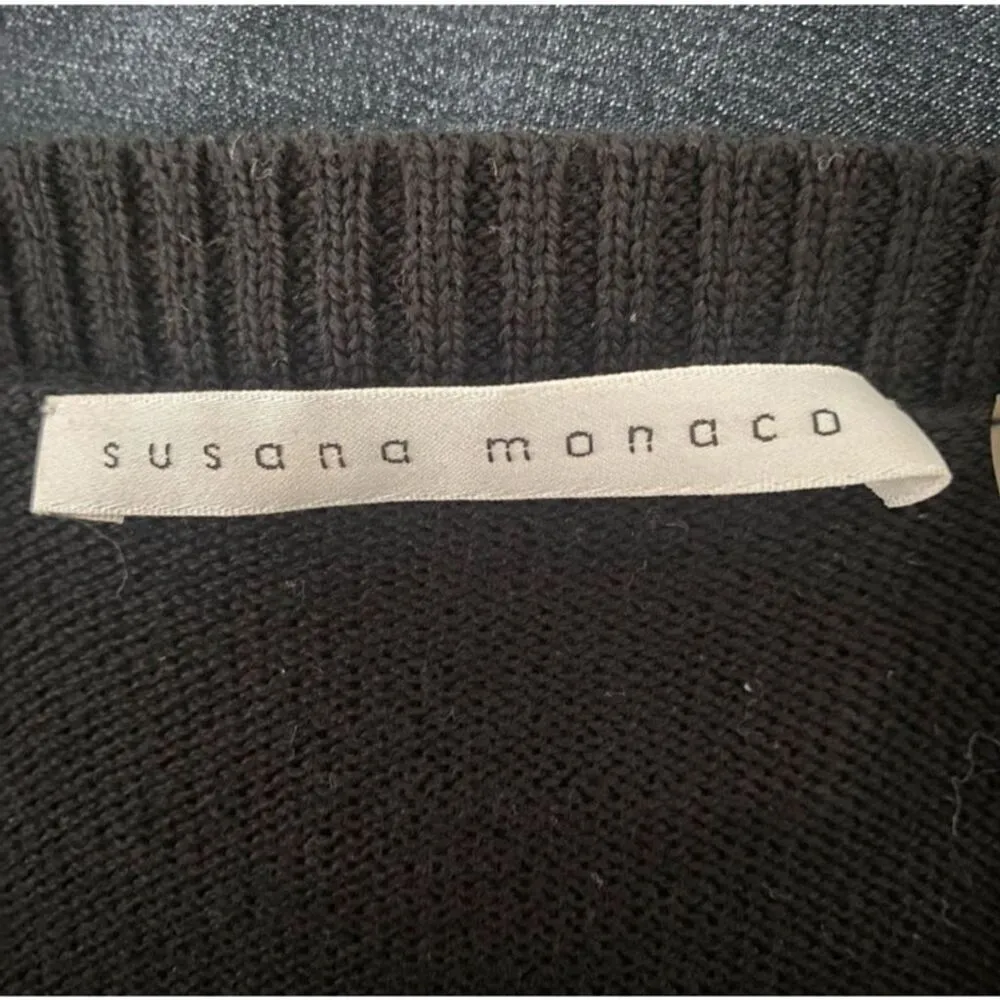 Susana Monaco Women's Black Leather and Wool Knee Length Dress Size 8 Bikercore - Image 5