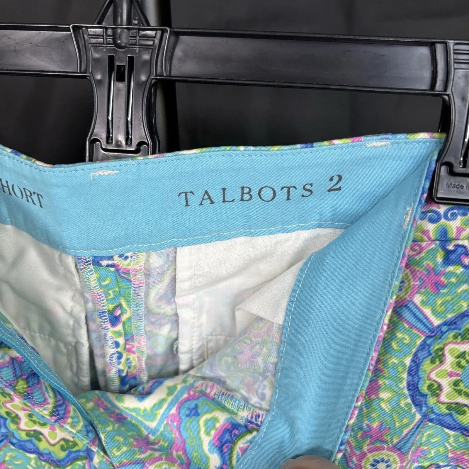 Women's Talbots The Weekend Shorts White Blue Pink Green Fresco Paisley - 2 - Image 3