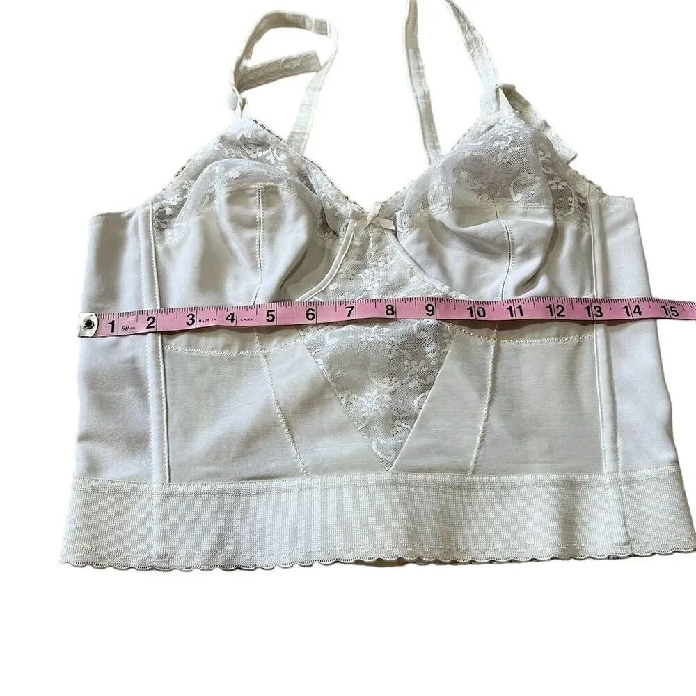 Vintage Carnival White Corset Bustier Bra 38B Longline Lace Detailing Size undefined - Image 4