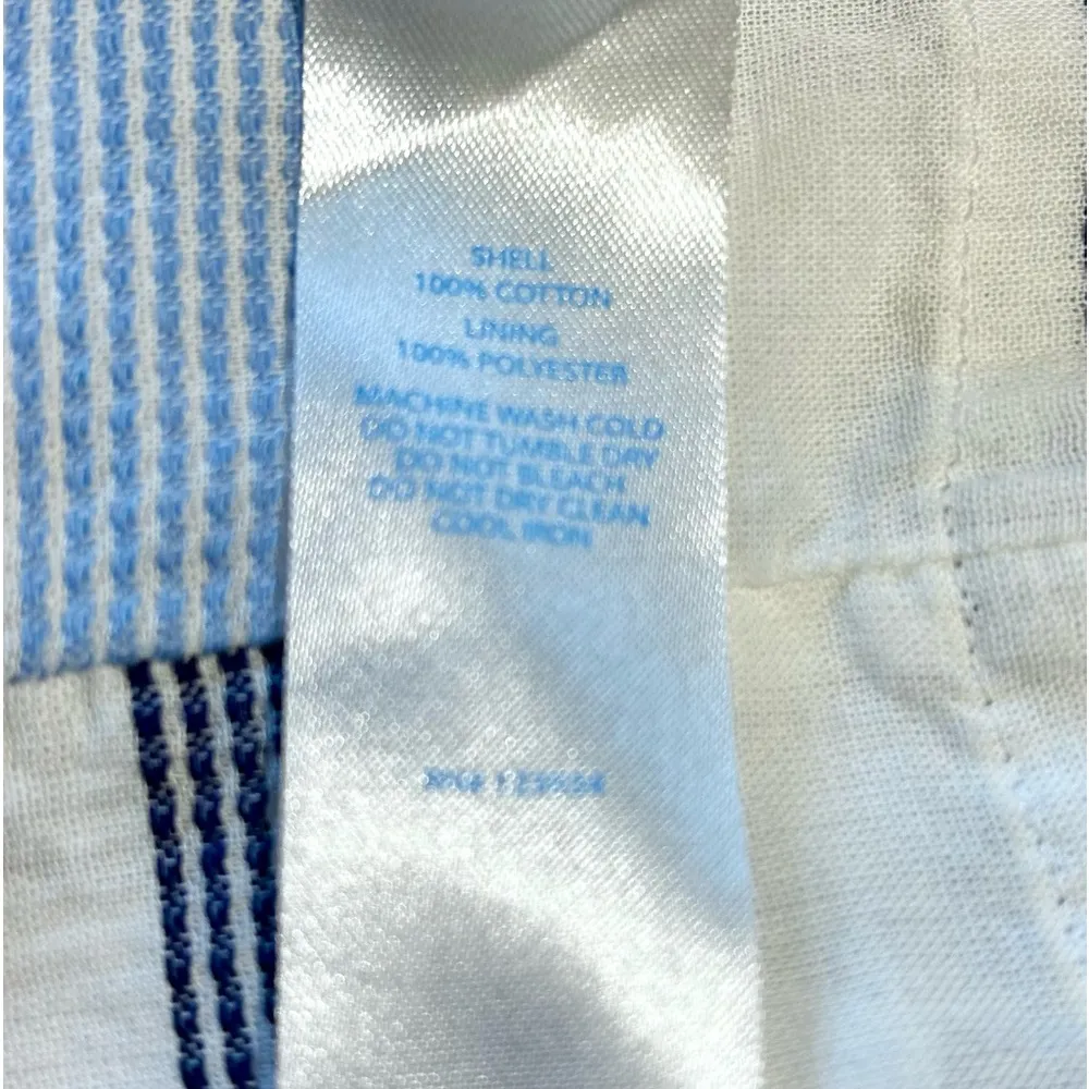 SOUTHERN TIDE Blue/White Striped Lace Up V Coastal Preppy  Shift Dress Sz Small - Image 8