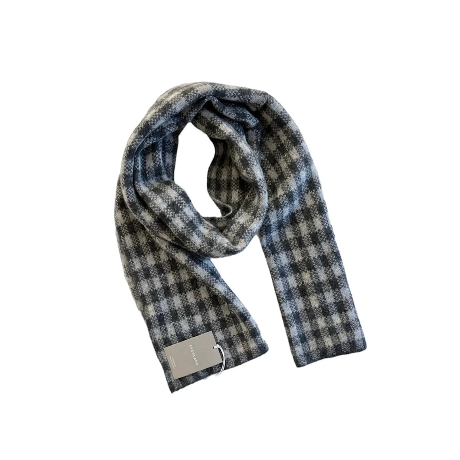 Everlane Unisex The Alpaca Patterned Scarf Gray Buffalo Check OS NWT - Image 7