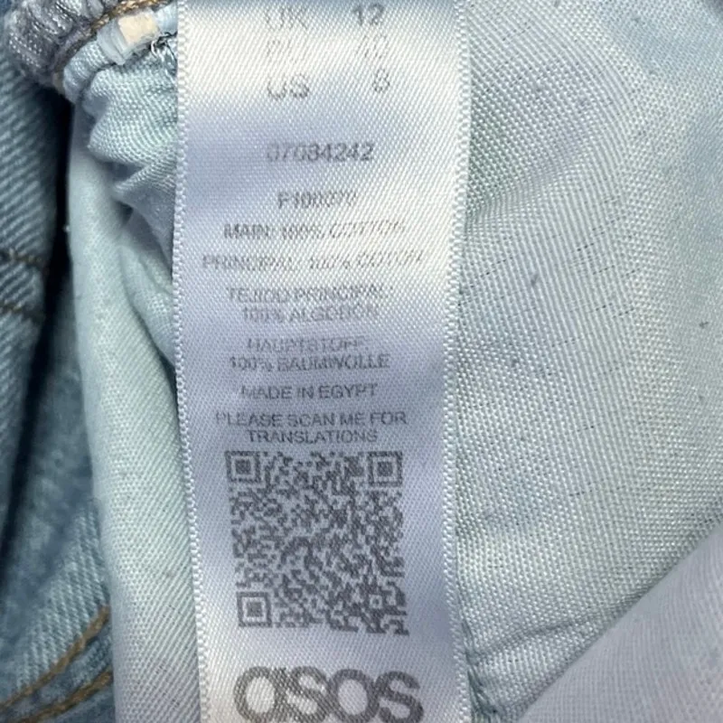 ASOS Women's Blue High Waisted Straight Leg Medium Wash Denim Jeans Shorts Sz 8 - Image 5