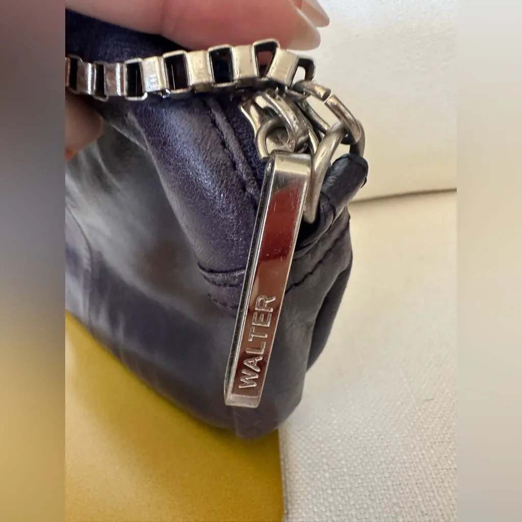 WALTER BY WALTER BAKER purple leather box link chain bag purse small - Image 4