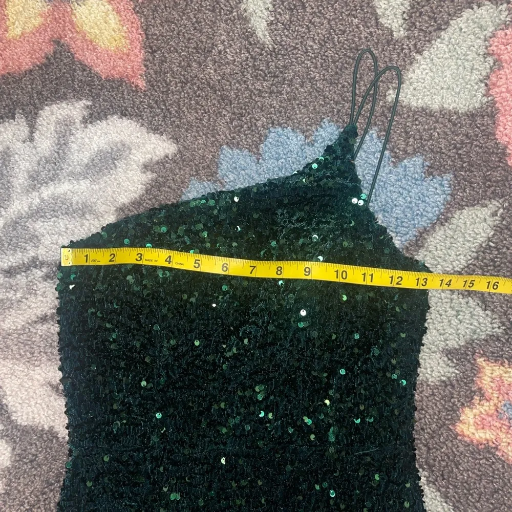 MIDNIGHT DOLL - Dillard’s Sequin One Shoulder Back Detail Long Dress Size 3 - Image 4