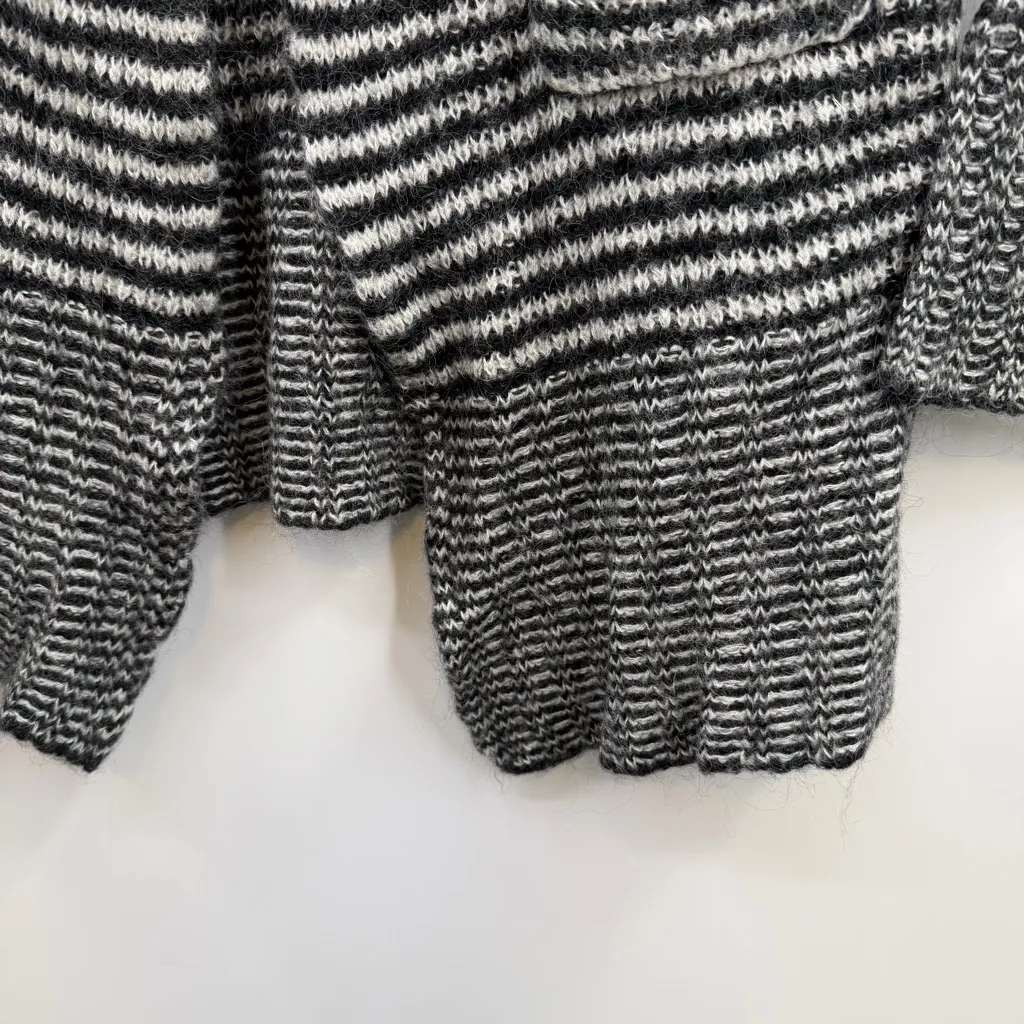 Karen Kane black white striped wool mohair blend cardigan sweater open front S - Image 3