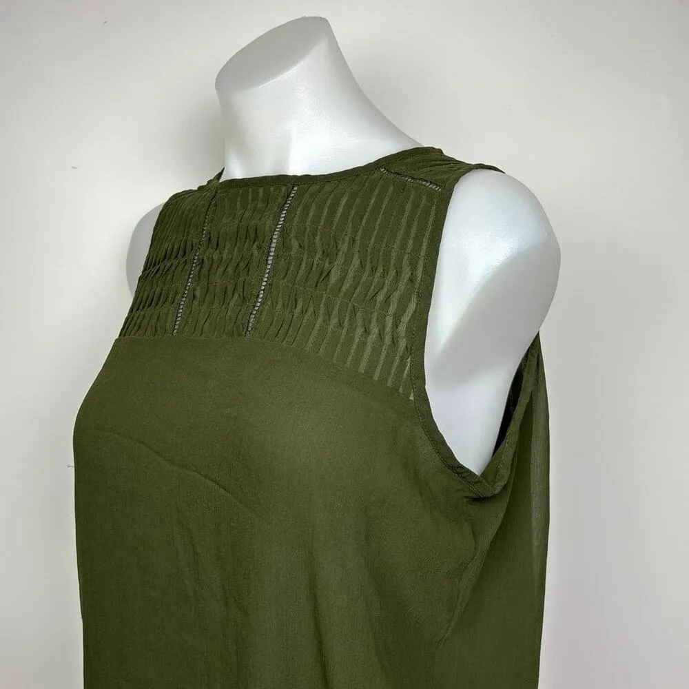 Banana Republic Green Pleated Ruched Pintuck Sleeveless Blouse Tank Top Size S - Image 5
