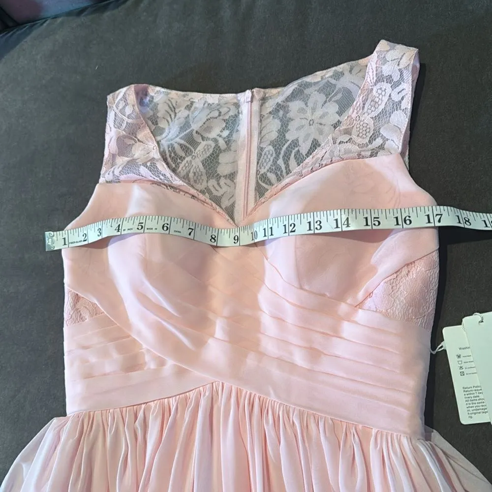Women’s Pink Full Length Sleeveless Chiffon Bridesmaid Dress Zip Up Size 8 NWT - Image 10