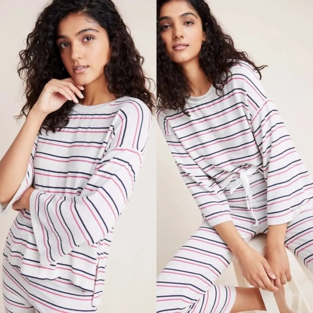 NEW SUNDRY Striped Hacci  Pull Over Vented 3/4 Bell Sleeve Soft Size X-Large/4 - Image 2