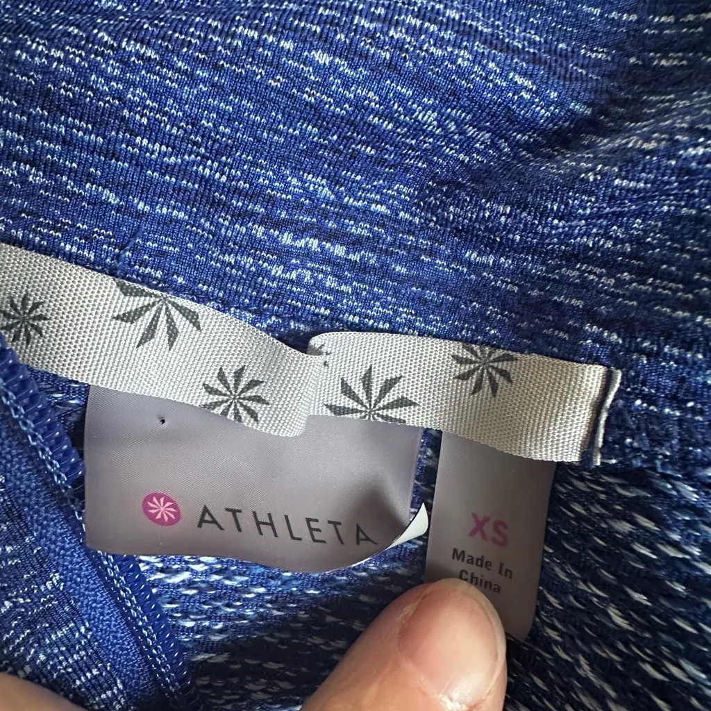 Athleta Blue Jacket Full Zip Pockets Stretch Fitted Athletic Athleisure XS - Image 6