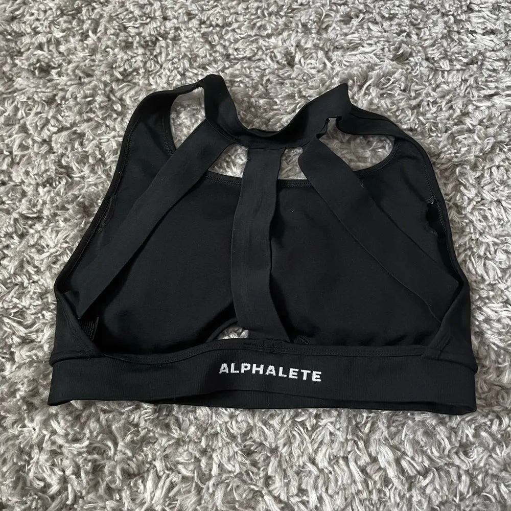 alphalete cross back black sport bra size medium - Image 2