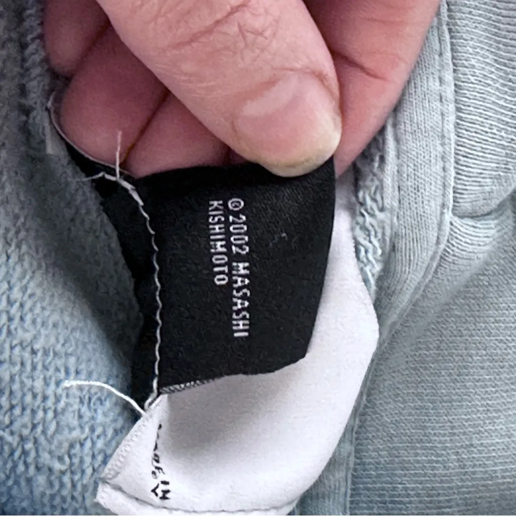 Vintage Naruto Sasuke 2002 Masashi Kishimoto Hoodie Bershka Light Blue Size XS - Image 9