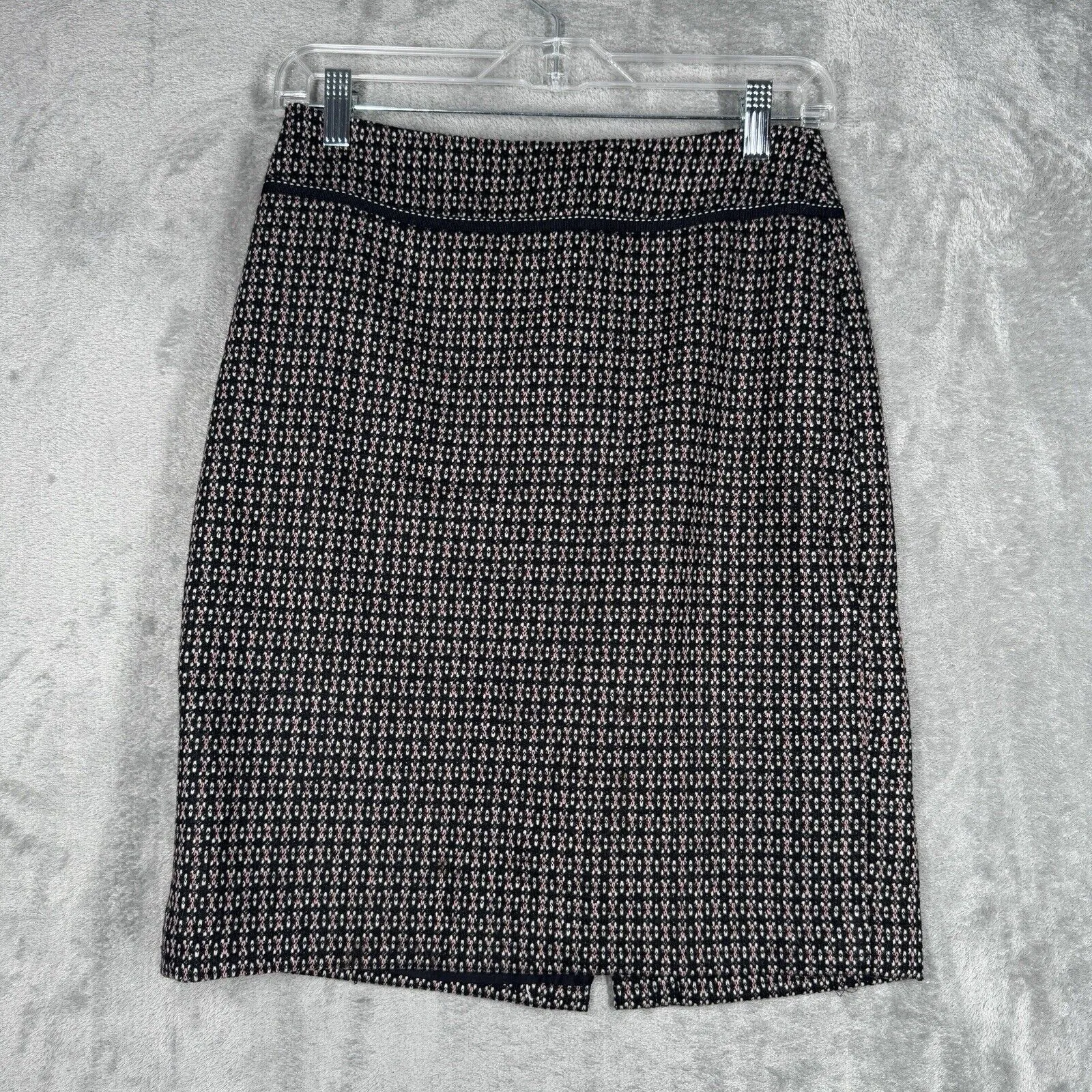 Ann Taylor Skirt Womens 0 Black Pink Tweed‎ Pencil Skirt Straight Preppy Office - Image 2