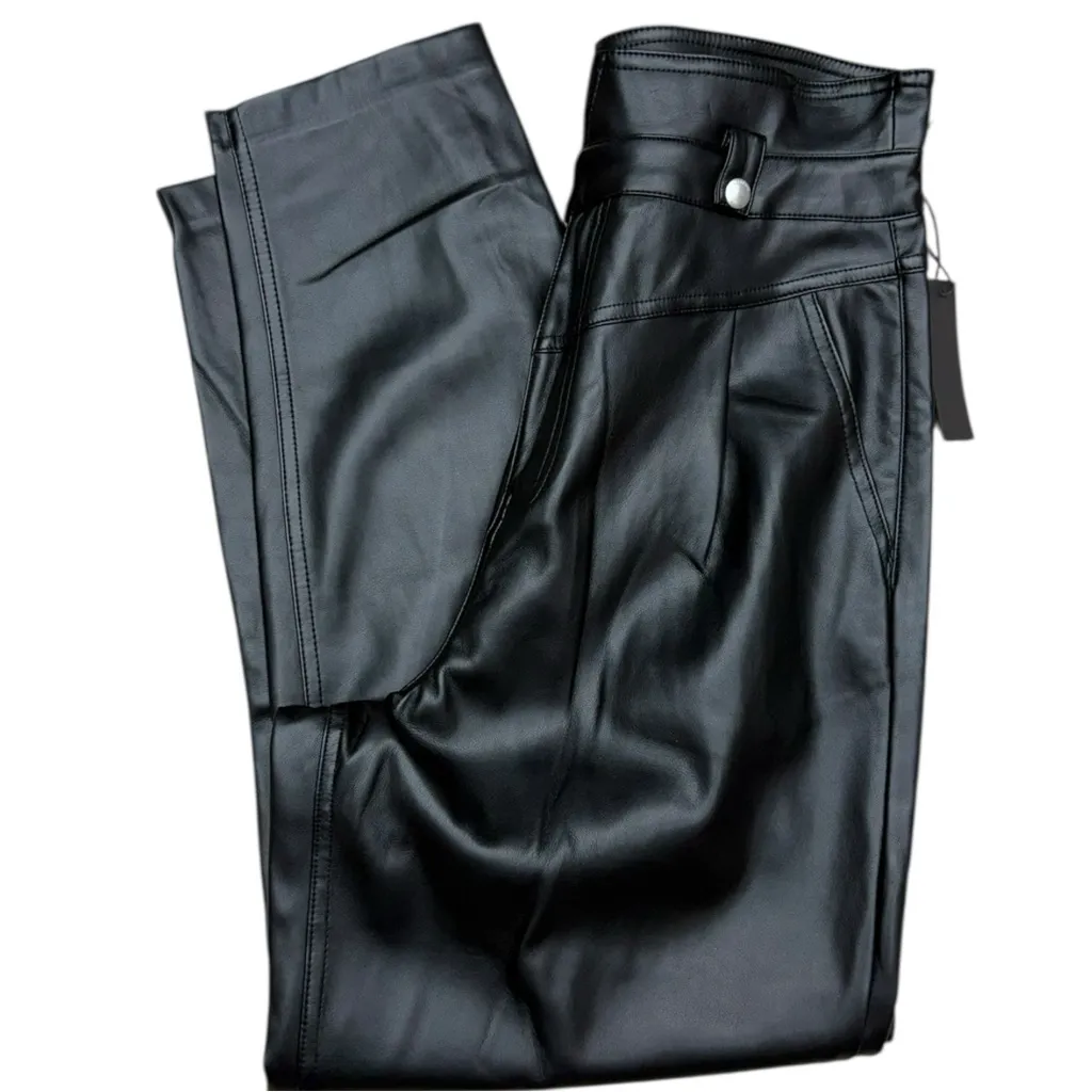 BLANKNYC Black Faux Leather High Waist Tapered Pants NWT Size 30 - Image 13