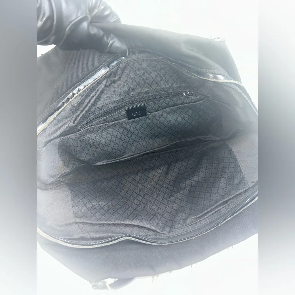 Gucci Vintage Black Nylon Tote Bag with Leather Trim - Image 5