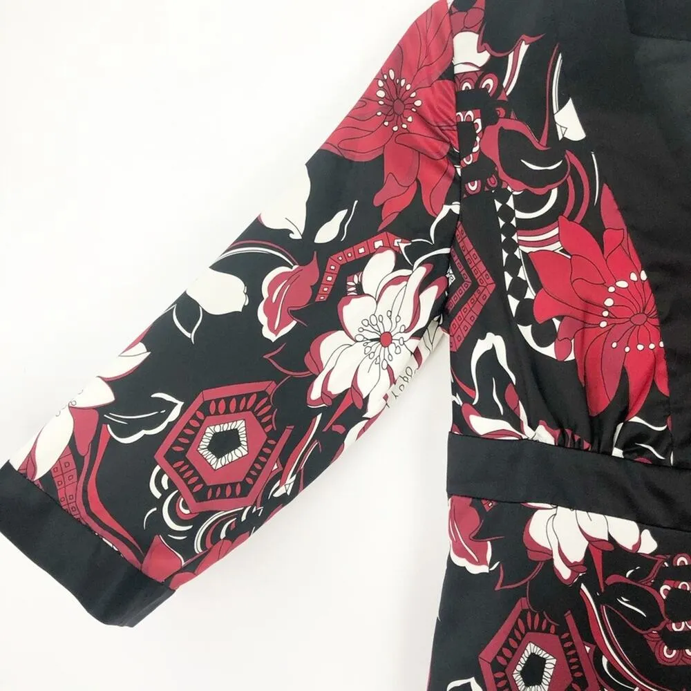 Ann Taylor Kimono Dress Womens 0 Empire Y2K Party Cocktail Festival Dark Floral - Image 6