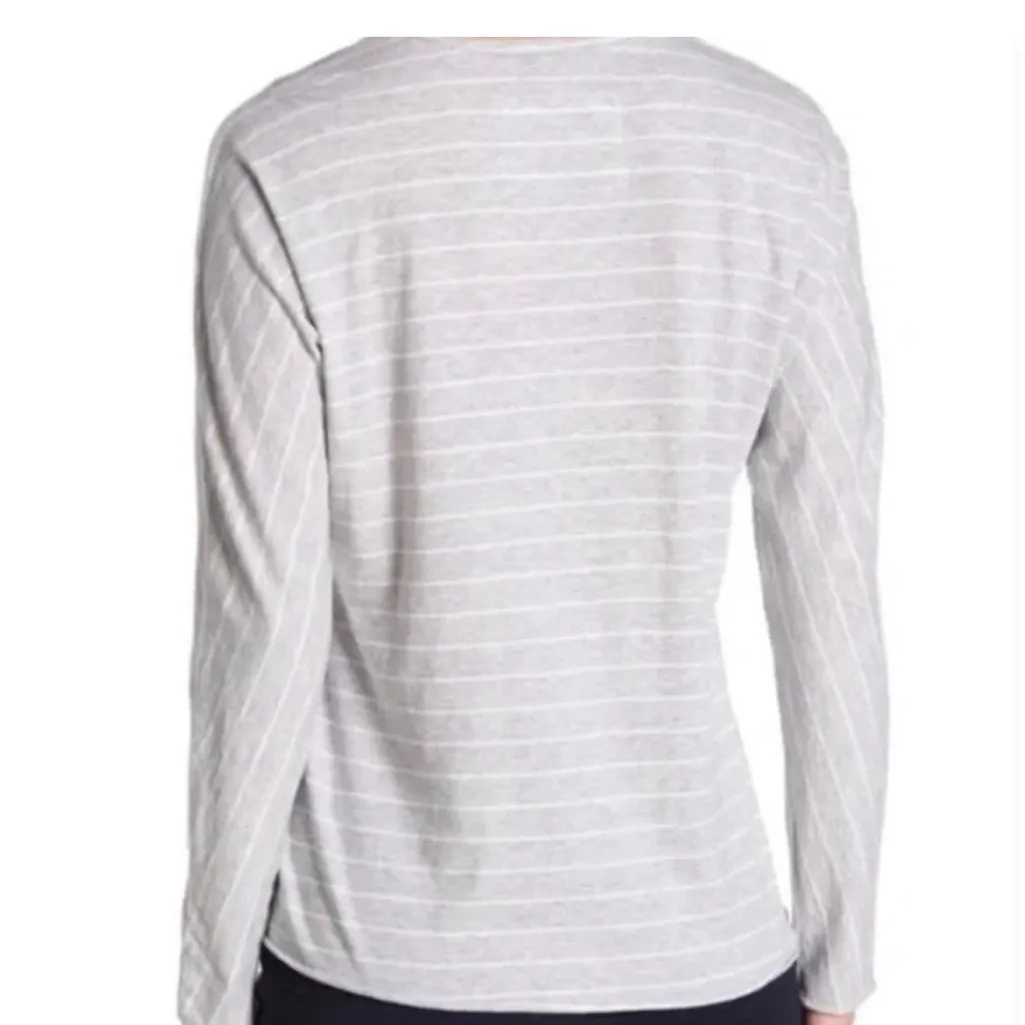 Frank & Eileen The Lab Continuous Long Sleeve Melange Gray White Raw Hem Top - Image 2