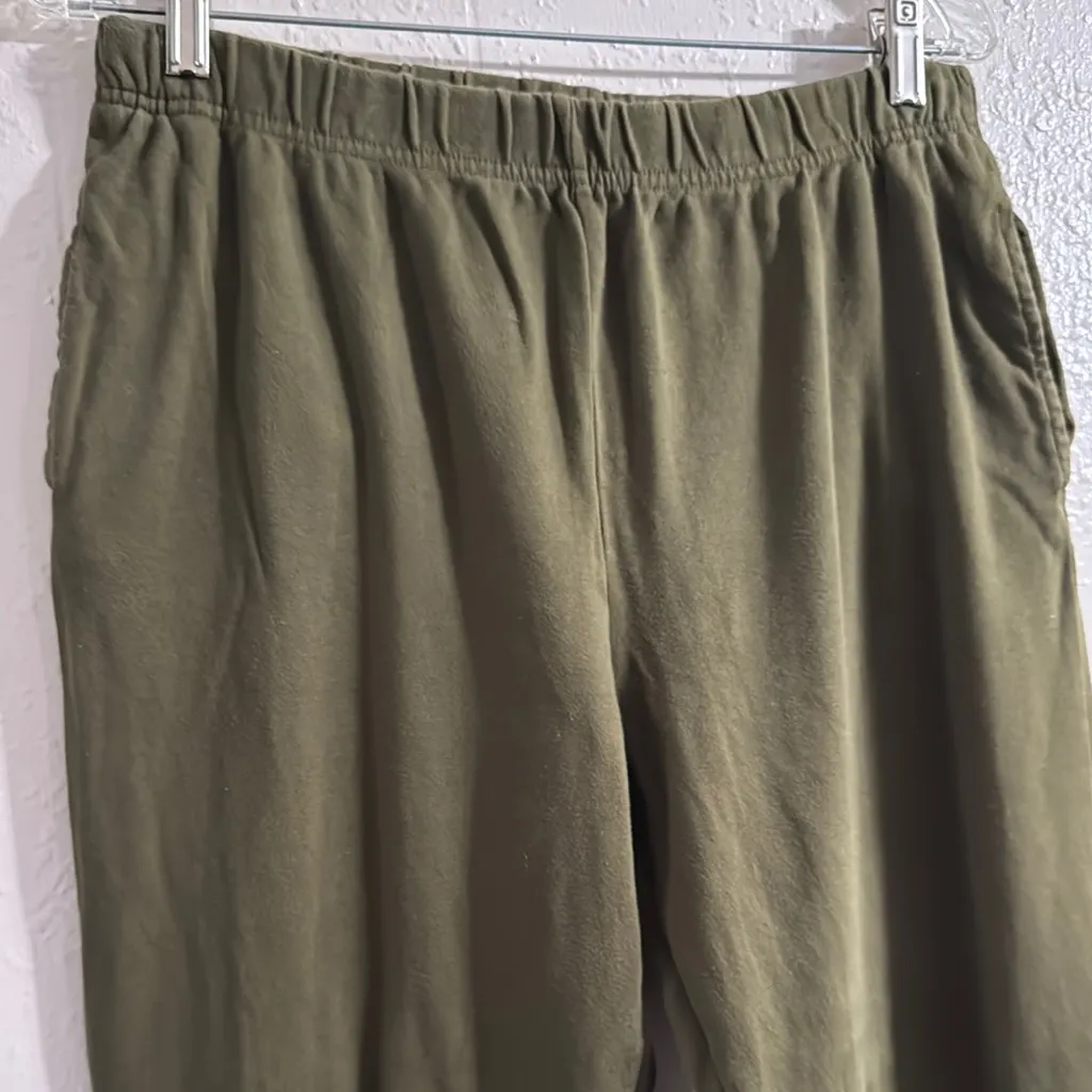 Basic Editions Olive Green Pants Comfortable Stylish with Pockets Size M - Image 3