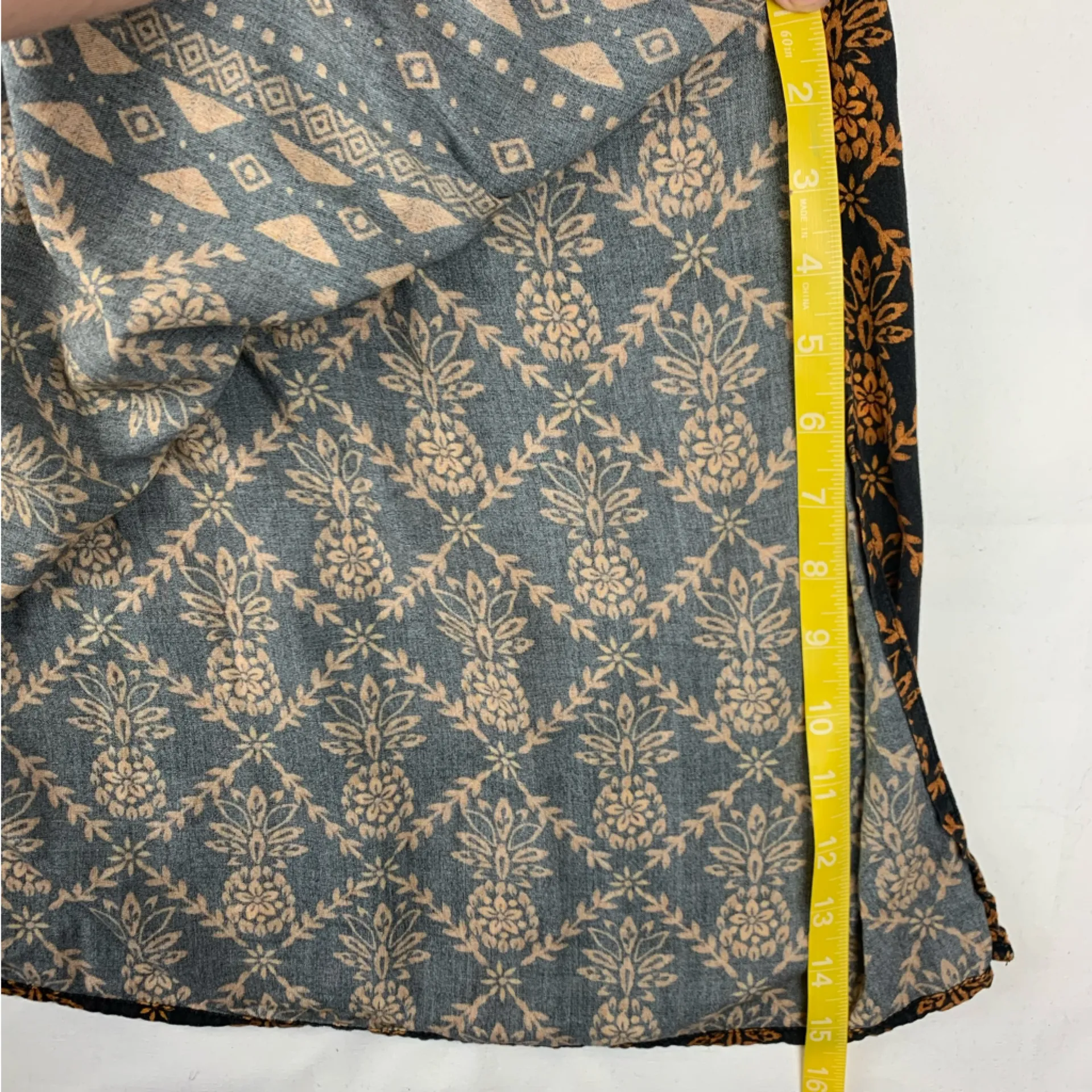 FARM Rio size XS long sleeve v neck midi dress black orange puff sleeve trad - Image 10