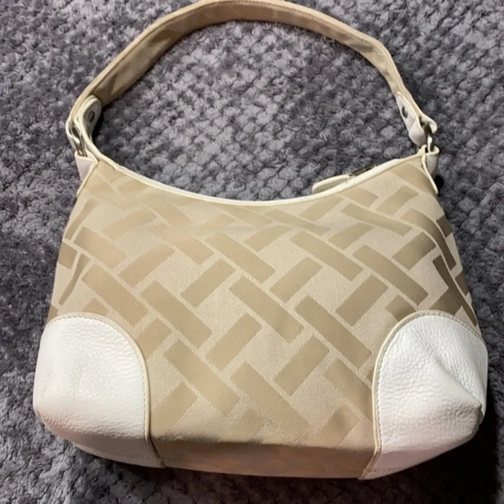 Women's Talbots Over Shoulder/Hobo Beige & White Bag EUC #3068 - Image 3