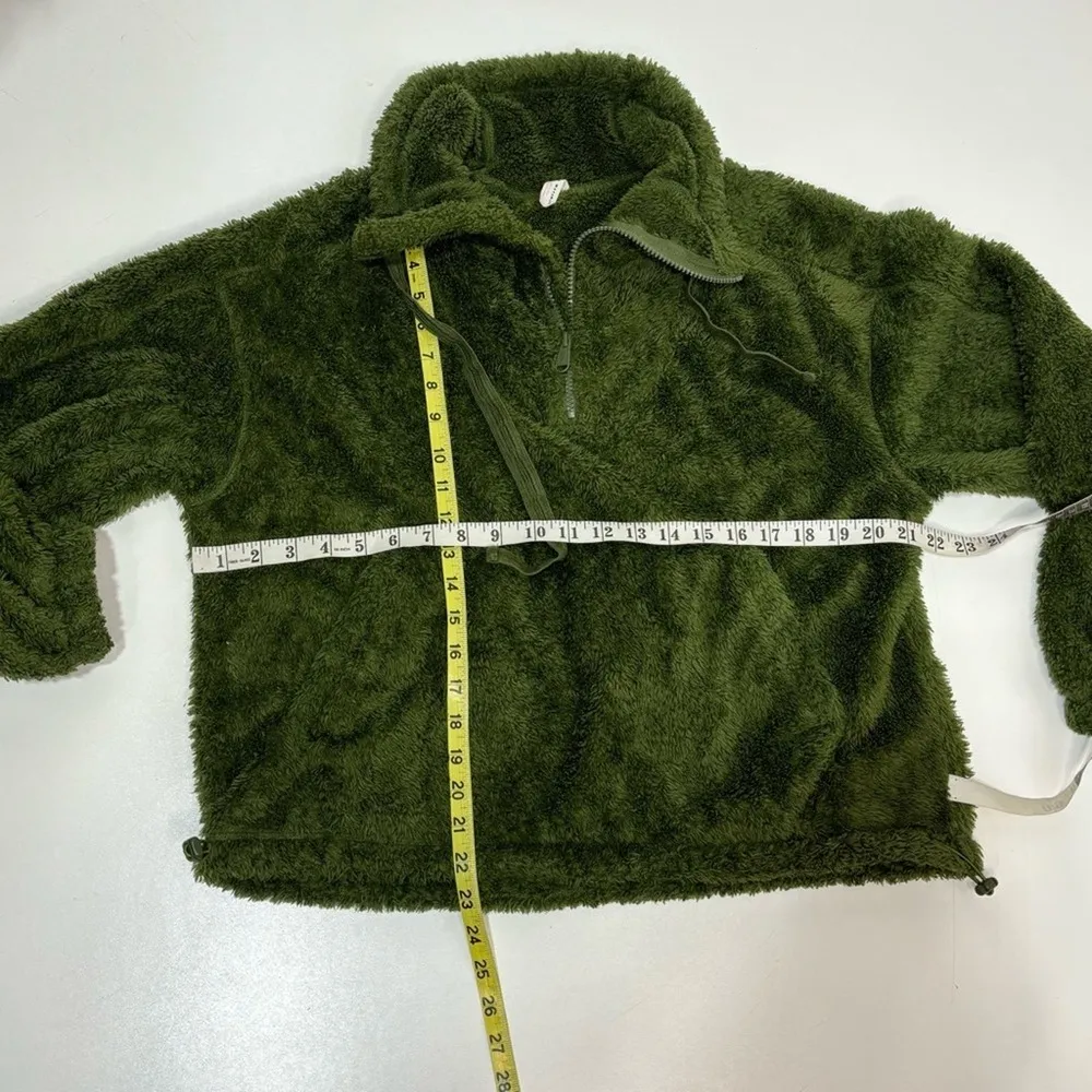 Free People Movement Green Bug Sky High Neck Oversized Quarter Zip Fuzzy XS - Image 2