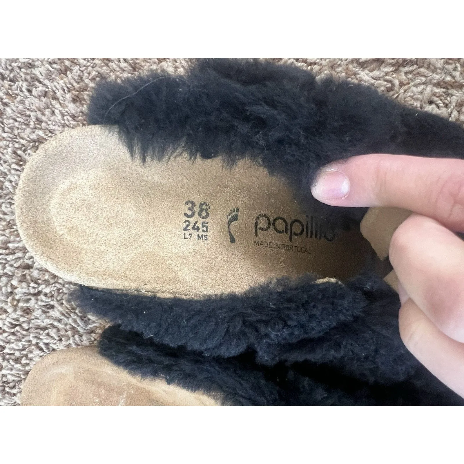 Birkenstock Papillion Black Shearling Cork Wedge Clog Mule EU 38 US 7 Wm’s NWT - Image 10