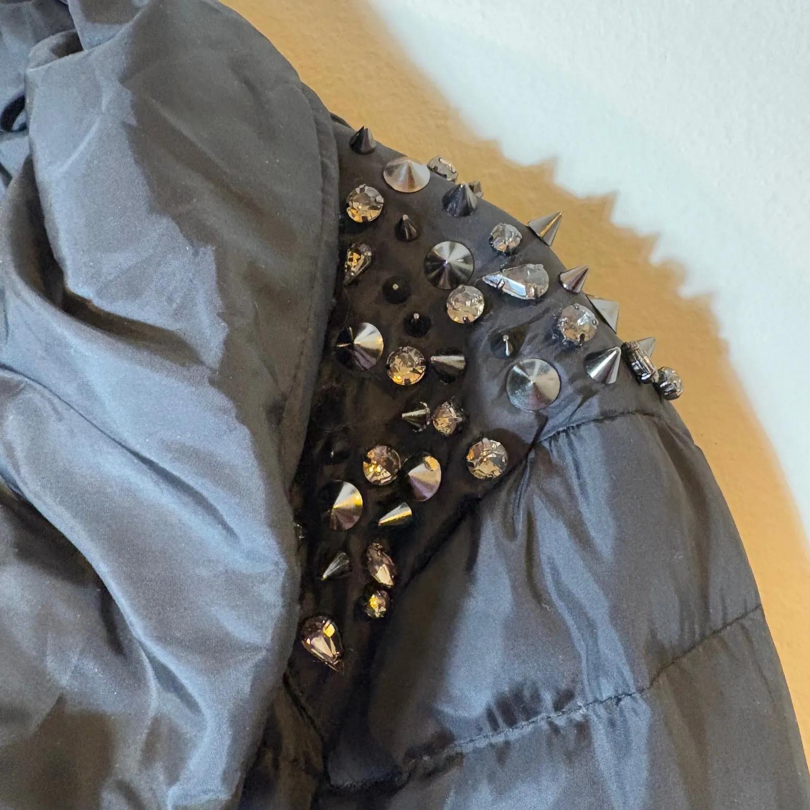 Sam Edelman‎ Women's Black Studded Puffer Coat Jacket Size L Winter - Image 4