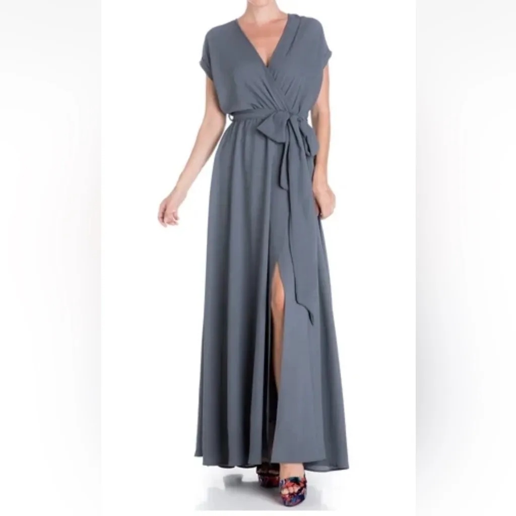 Meghan Los Angeles Jasmine Faux Wrap High Slit Maxi Dress - Image 3