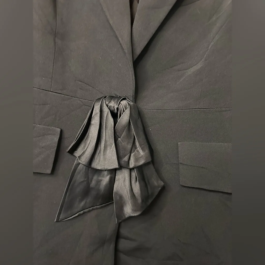 Nikki Silk Elegant Black Women's Blazer Bow Accents - Image 3