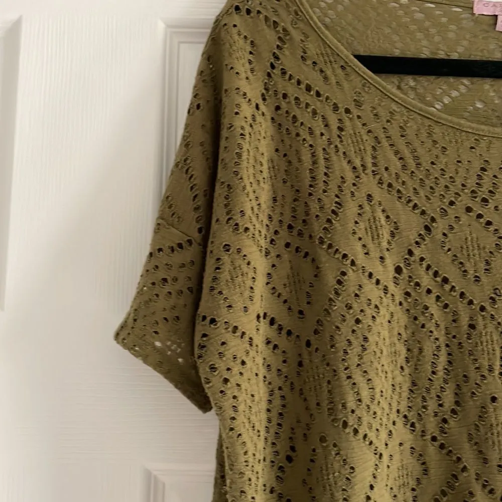 Calypso Women’s Army Green Cut Out Loose Fit Shirt - Image 4