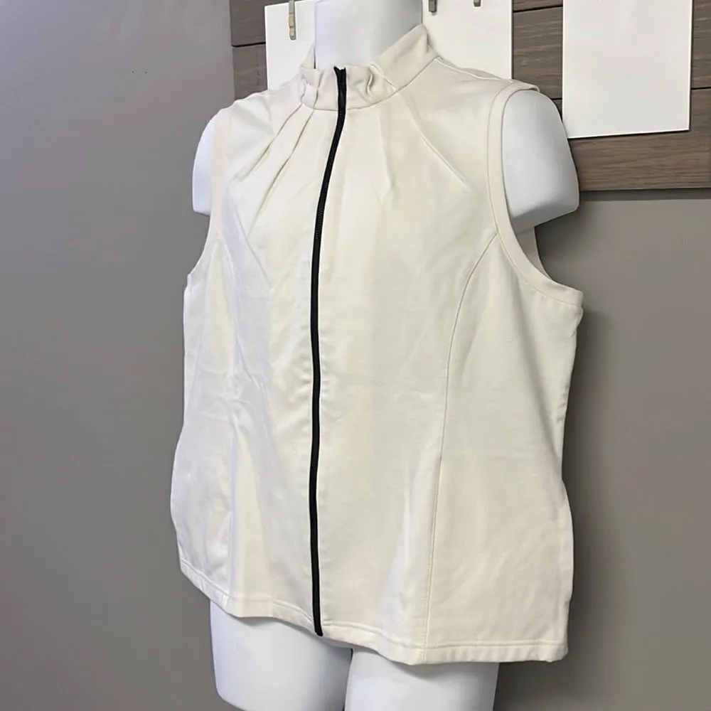 Weekends by Chico’s Ecru Full Zip Sleeveless Mockneck Layering Everyday Vest 3XL - Image 2