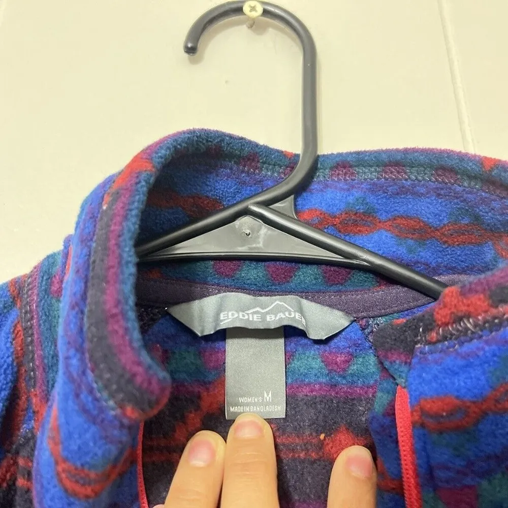 Eddie Bauer Women's Aztec Southwestern Fleece 1/4 Zip Pullover Size M EUC - Image 7