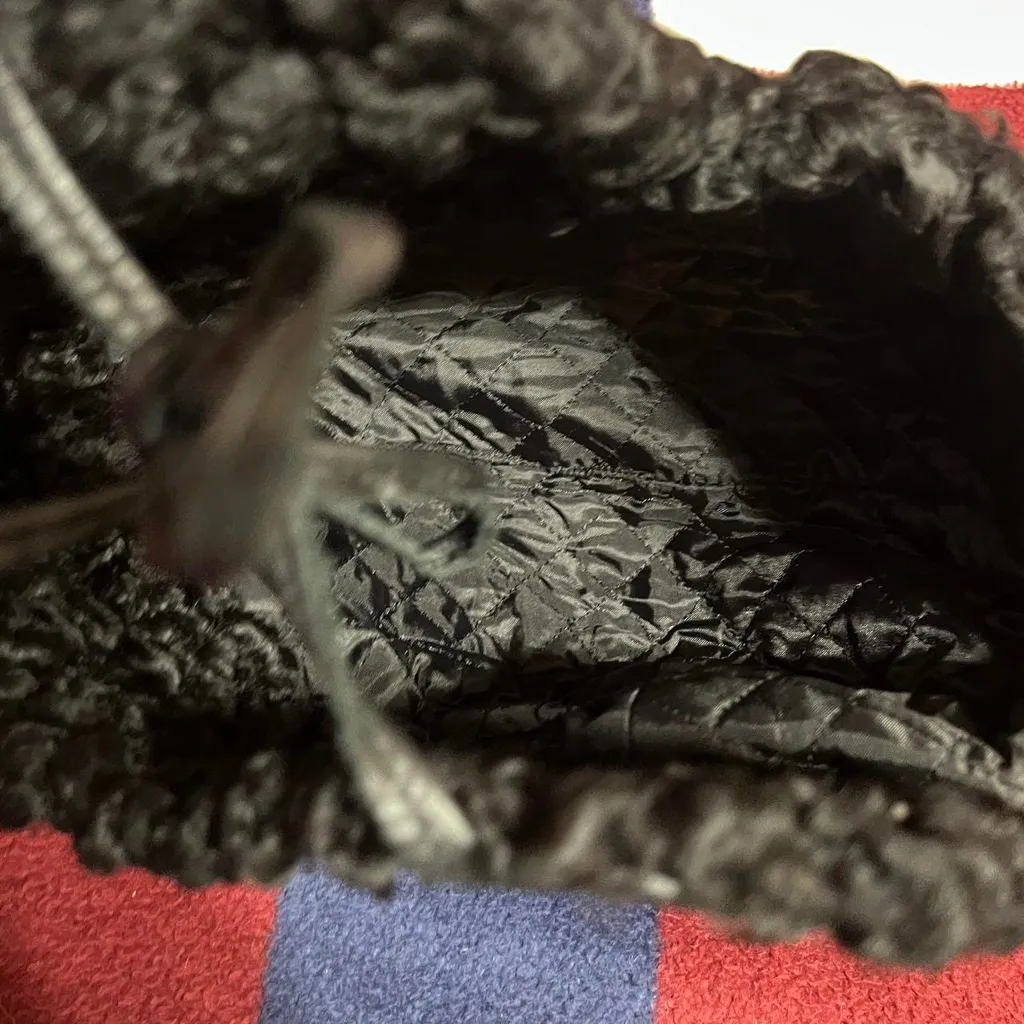 Karakul fur Black Leather hat Winter Headwear Afghan Persian trapper aviator - Image 3