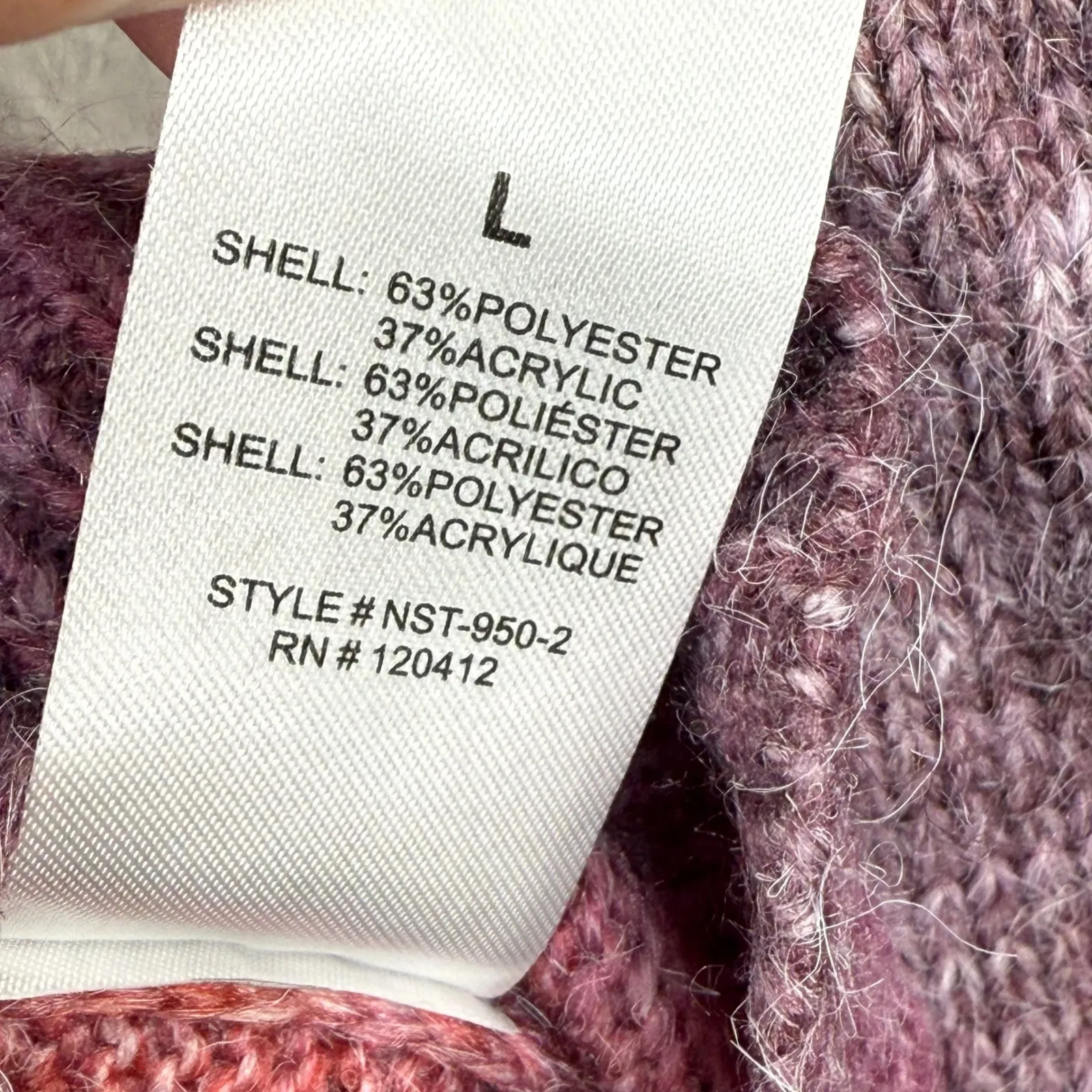 NIA Womens Samira Pullover Sweater Size L Pink Purple Ombre Knit Crew Neck Size L - Image 8