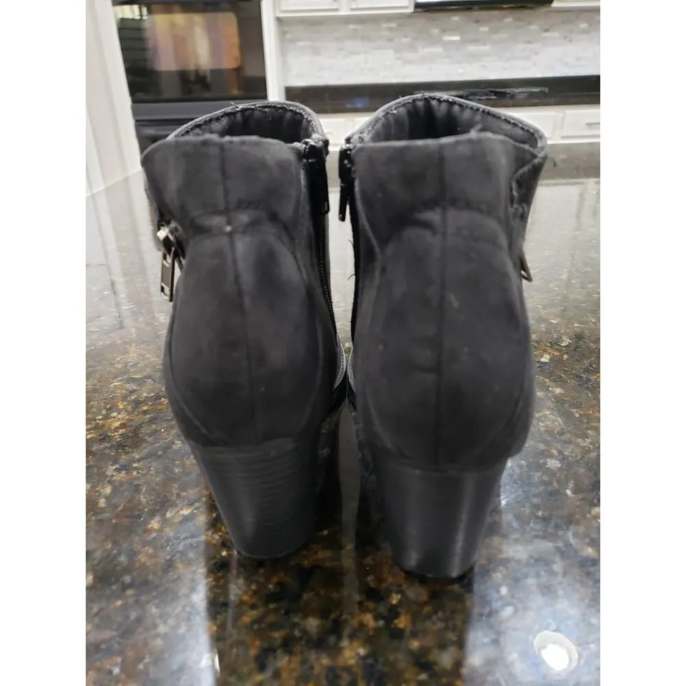 Ram Erica Ankle Boots Women's 8.5M Black Nubuck Round Toe Block Heel Side Zip Size 8.5 - Image 8