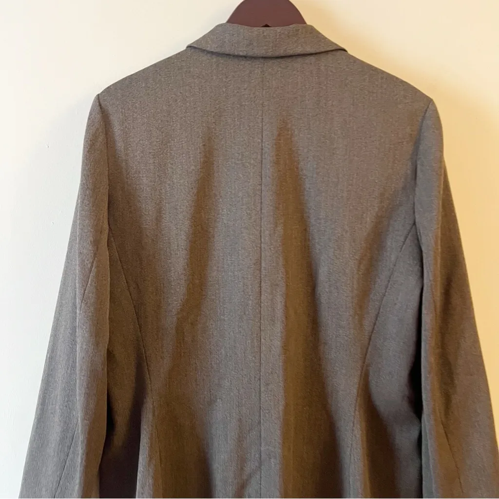 & Trousers Suit Jacket Size 14 Collared Button Front Mid Length Beige Black NEW - Image 8