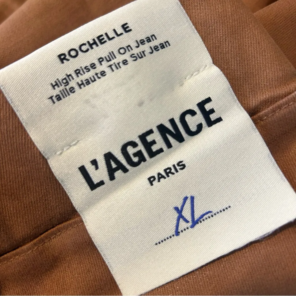 NWT L’AGENCE Rochelle Coated High Waisted Pull On Jeans Hazelnut Brown Size XL - Image 9