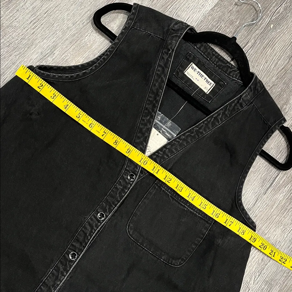 Free People NWT We the Free Black Denim Southside Vest in Washed Black - xs - Image 7
