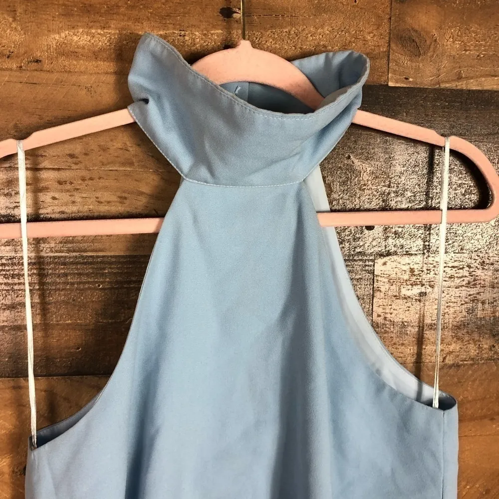 Nude cropped hi low‎ top Blue - Image 2