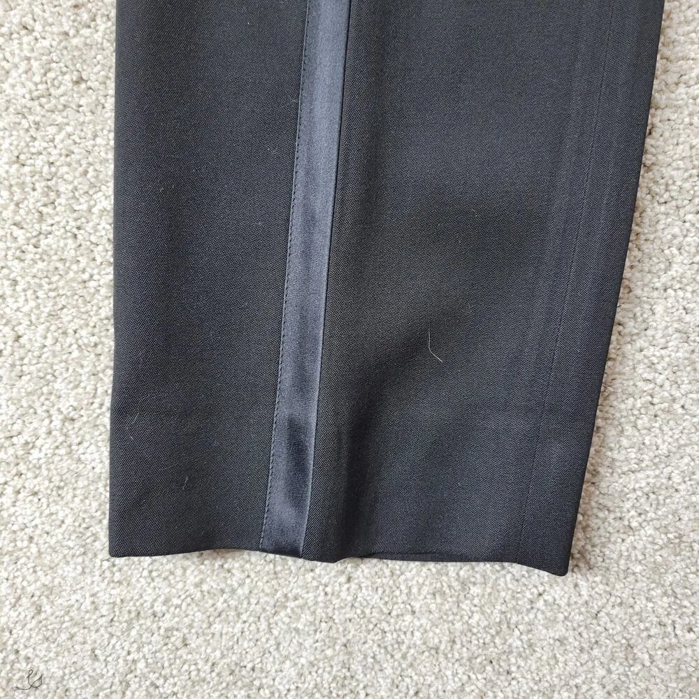 Moschino Couture Womens Tuxedo Pants 8 Black Wool Satin Trim Button Formal Dress - Image 14