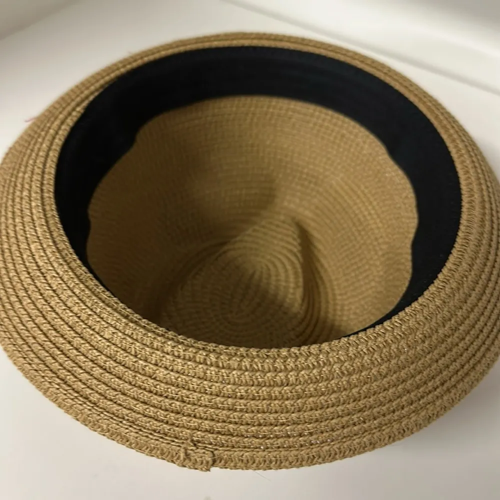 Paper Straw Fedora Short Brim Hat Tan - Image 4