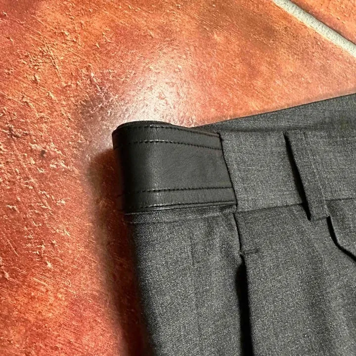 Vince Wool and Lamb Leather Pleated Trousers Size 2 Gray - Image 13