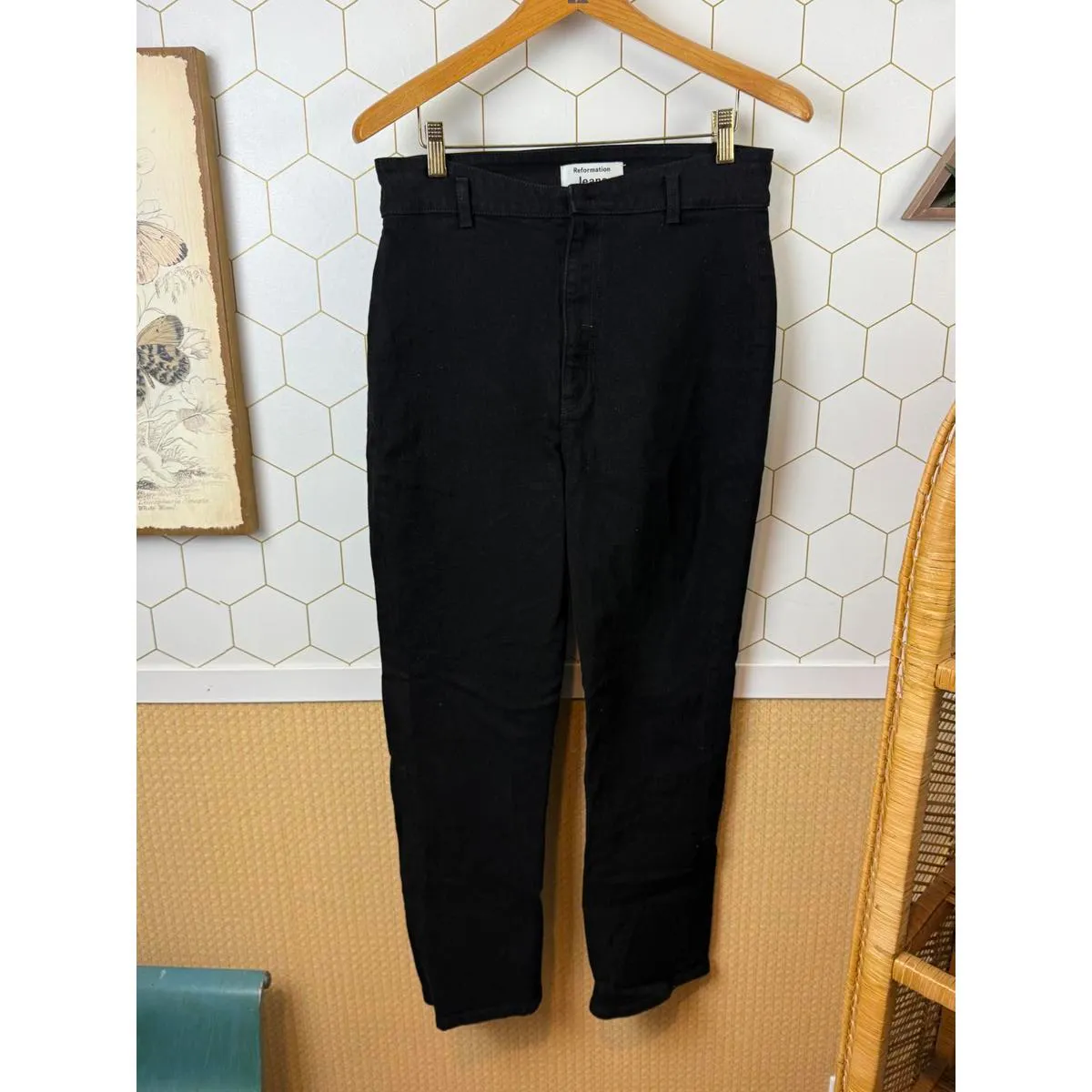 Reformation Vicki Washed Black High Waist Straight Jeans - Size - 30 - Image 7