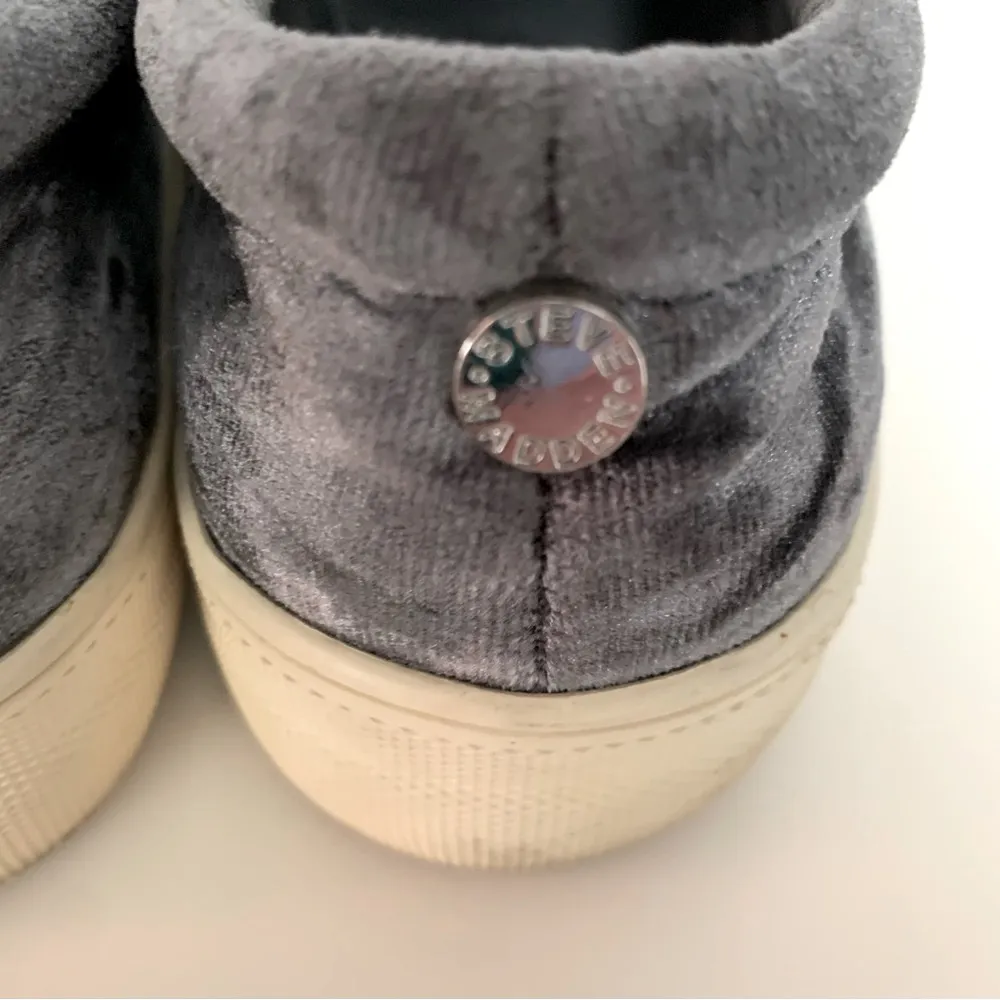 Steve Madden Gema gray crushed velvet slip on platform sneakers Size 7 - Image 8