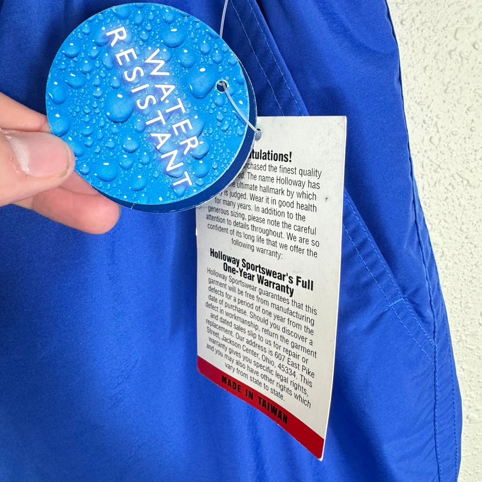 Holloway NWT Vintage Bright Blue Elastic Waist Water Resistant Track Pants Sz L‎ - Image 8