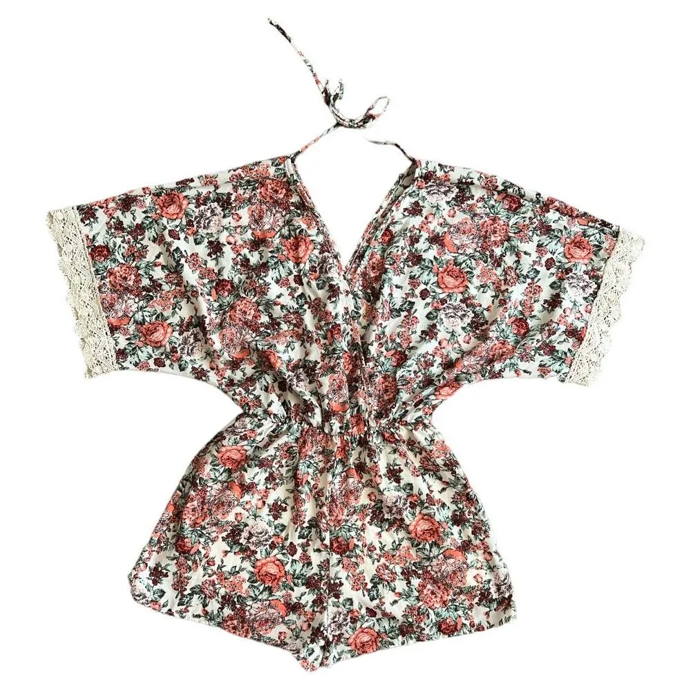 None Floral Print Romper, Small - Image 3