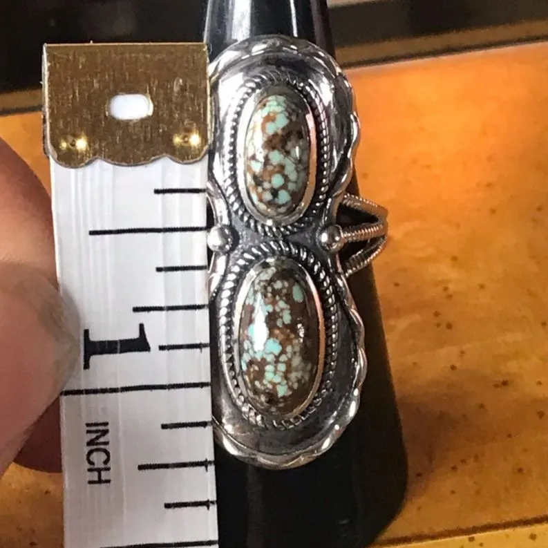 Royston Blue Horizon Turquoise Sterling Silver Horseshoe Ring Size 7 - Image 5