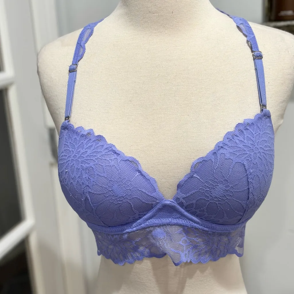 Victoria’s Secret PINK Lace Purple Push-Up Racerback Bralette - Image 3